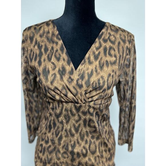 Vintage Y2K Babydoll Top XL P Leopard Fairy Grunge Mesh Cheetah Whimsigoth NWOT - Picture 3 of 9